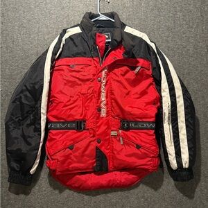 Coldwave Vtg Power Skin Thermolite Snowmobile Ski Jacket Coat mens XL red belted